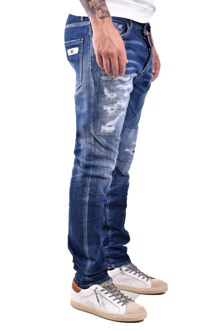 Dsquared2 Blue Cotton Distressed Skinny Jeans