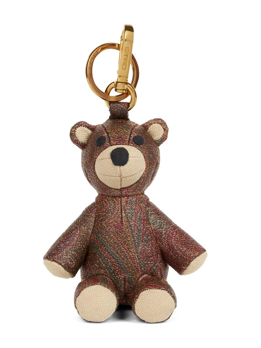 Etro Teddy Bear Charm With Multicolored Paisley Pattern
