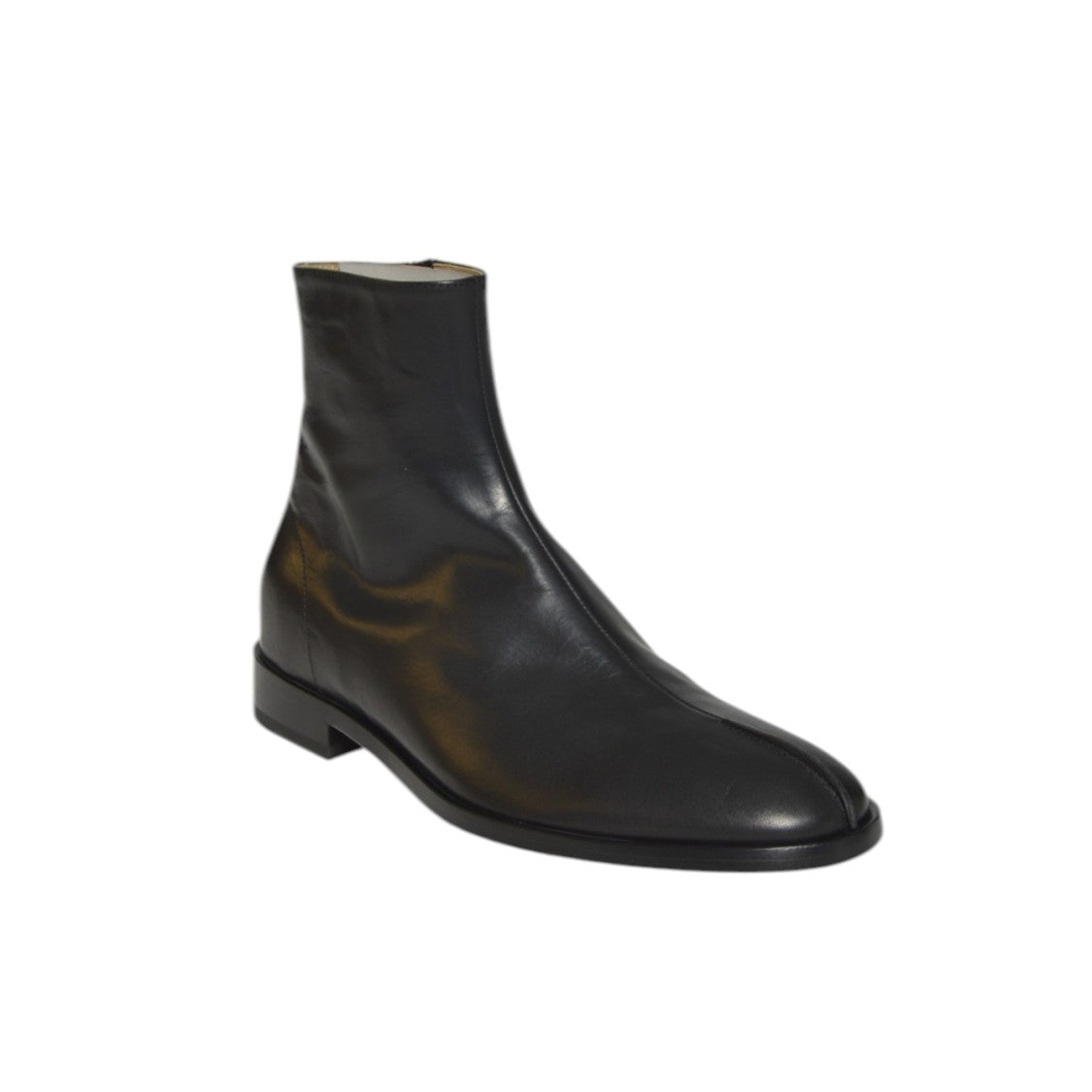 Mm6 By Maison Margiela Smooth Leather Boots With Side Zipper And Sturdy Sole