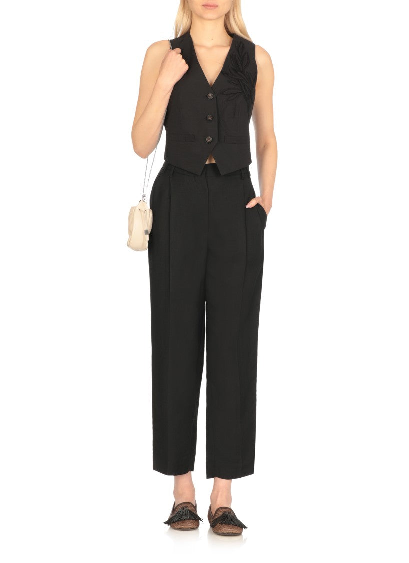 Brunello Cucinelli Black Fluid Twill Slouchy Trousers