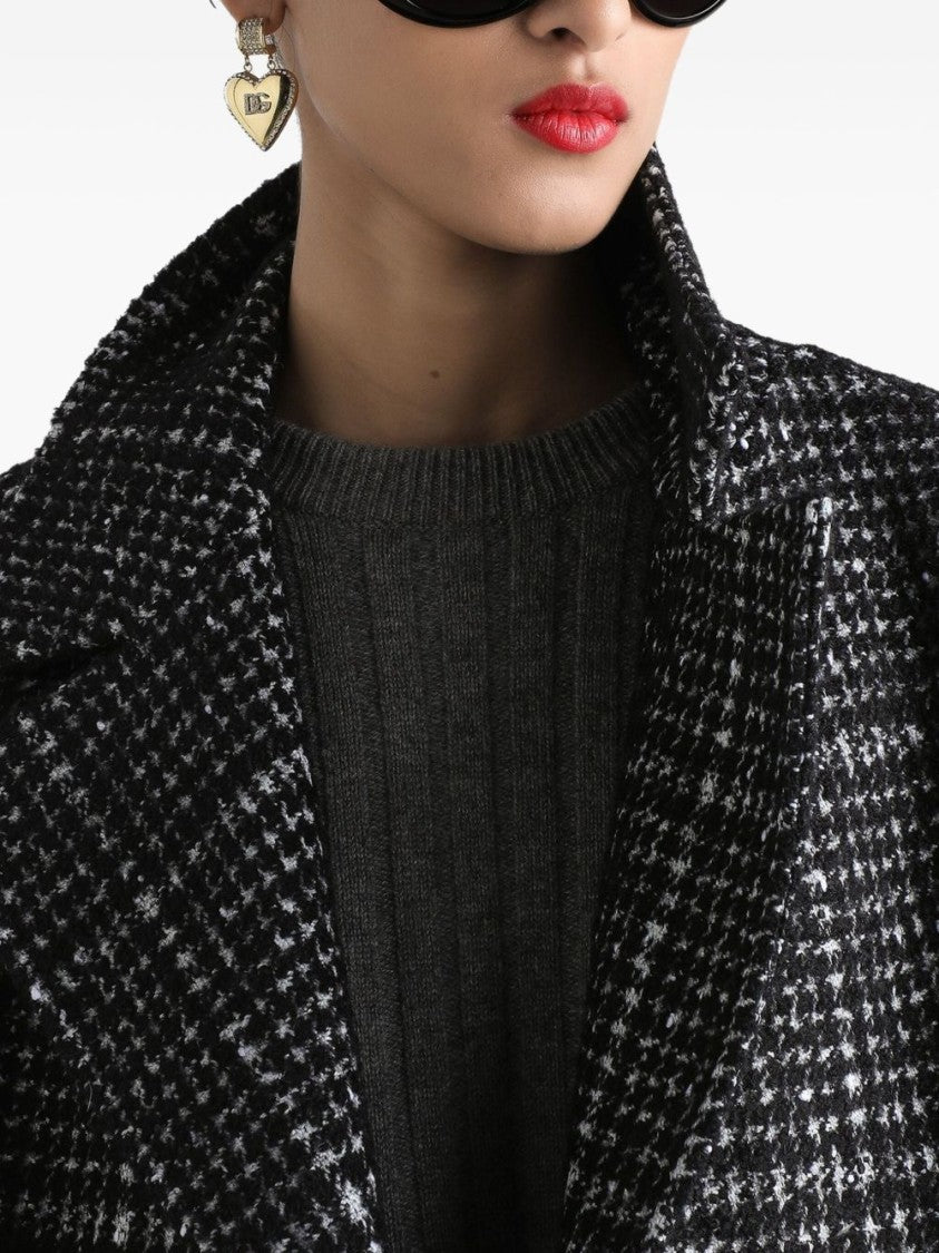 Dolce & Gabbana Cropped Double-Breasted Jacket With Houndstooth Pattern