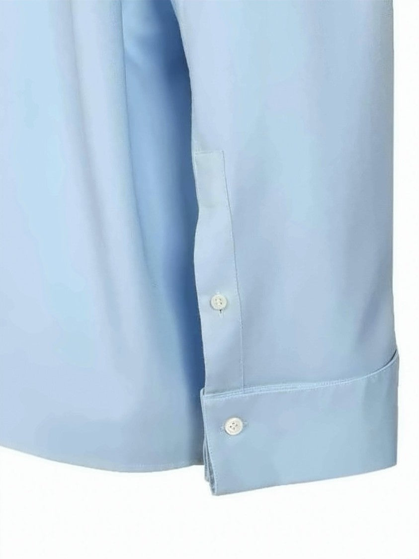 Loewe Light Blue Wool Silk Pointed Collar Shirt