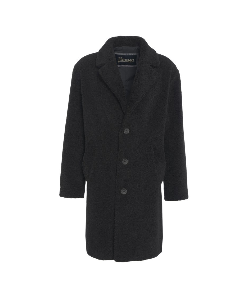 Herno Mid-Length Teddy Coat With Classic Lapel