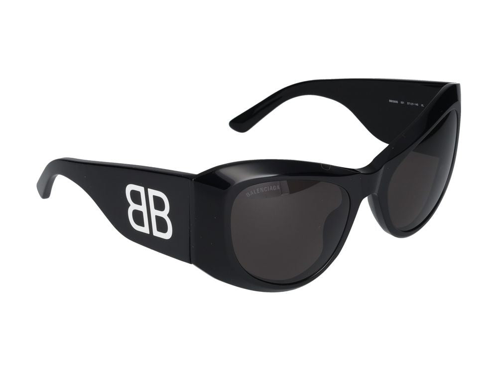 Balenciaga Black Bb0393s Acetate Oversized Cat-Eye Sunglasses