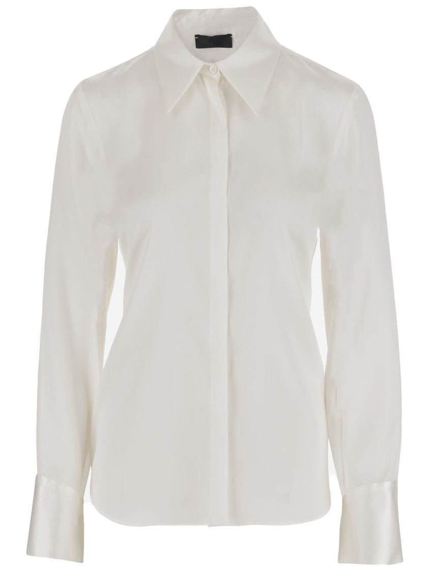 F.It Stretch Silk Shirt With Pointed Collar
