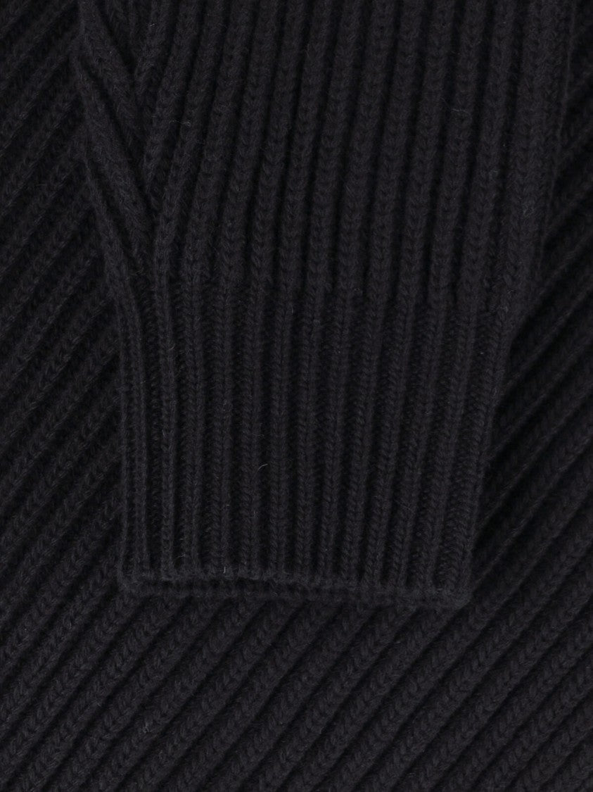 Mm6 By Maison Margiela Ribbed-Knit High Collar Zip-Through Knit