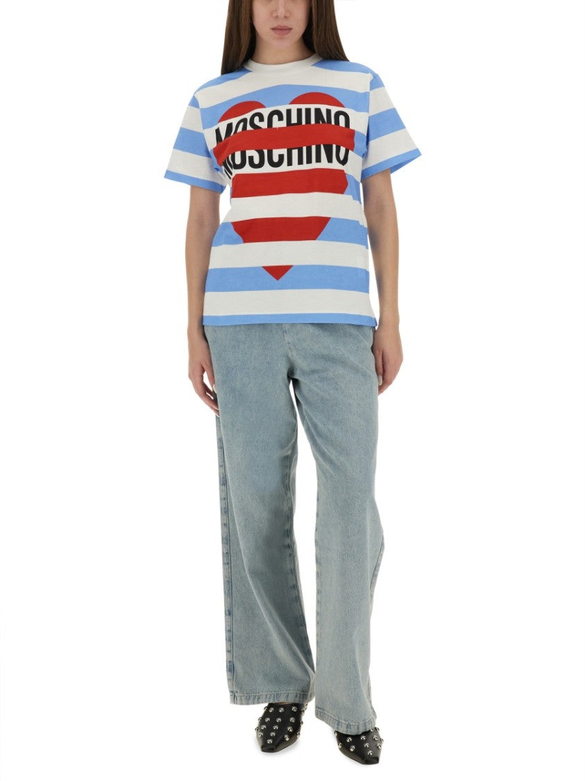 Moschino Wide-Leg Denim Jeans With Drawstring Waistband