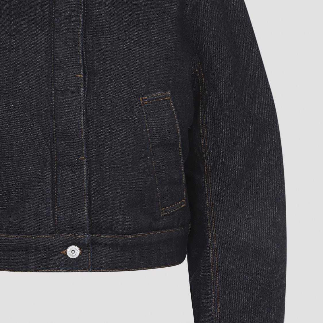 Jacquemus Cropped Denim Jacket With Plush Shearling Collar