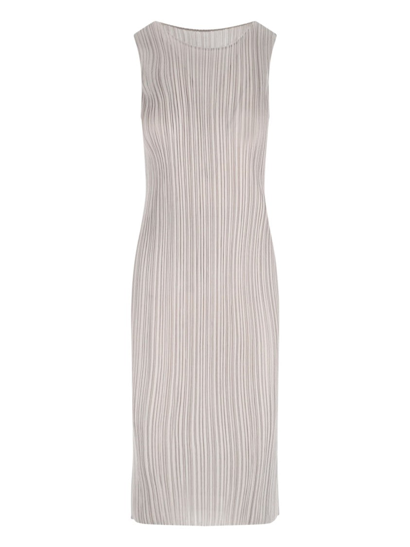 Pleats Please Pleated Midi Dress, In Beige Fabric