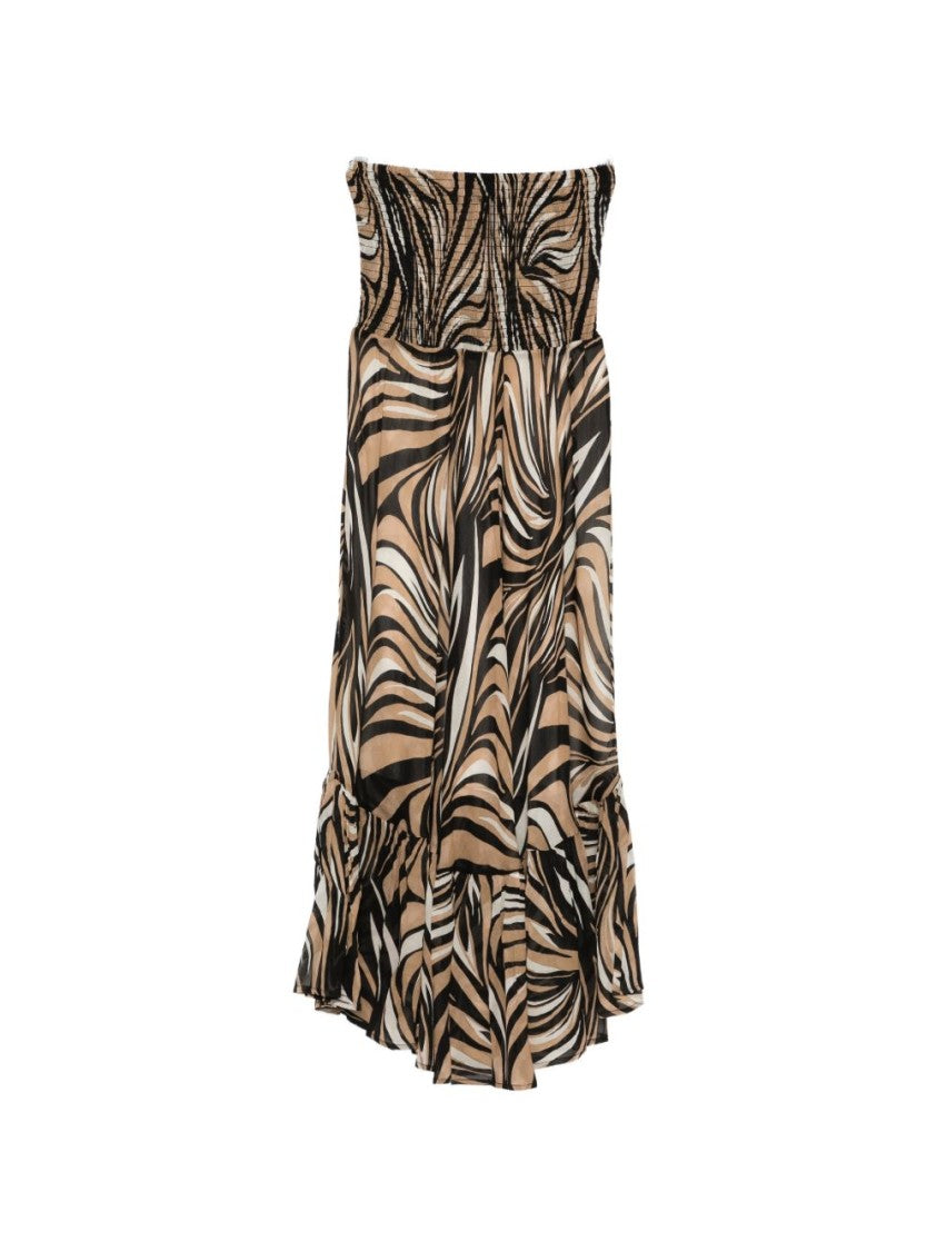 Twinset U&B Brown Animal Print Tiered Day Dress