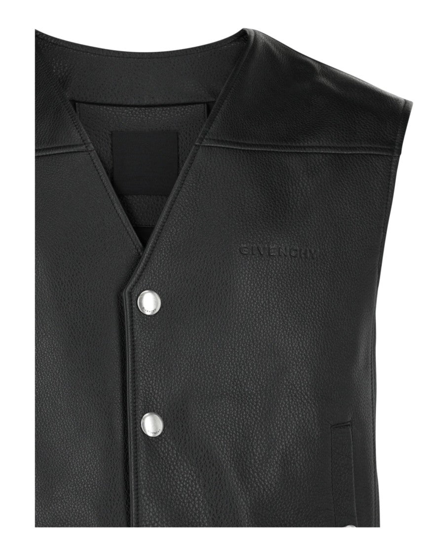 Givenchy Logo Leather Snap Vest
