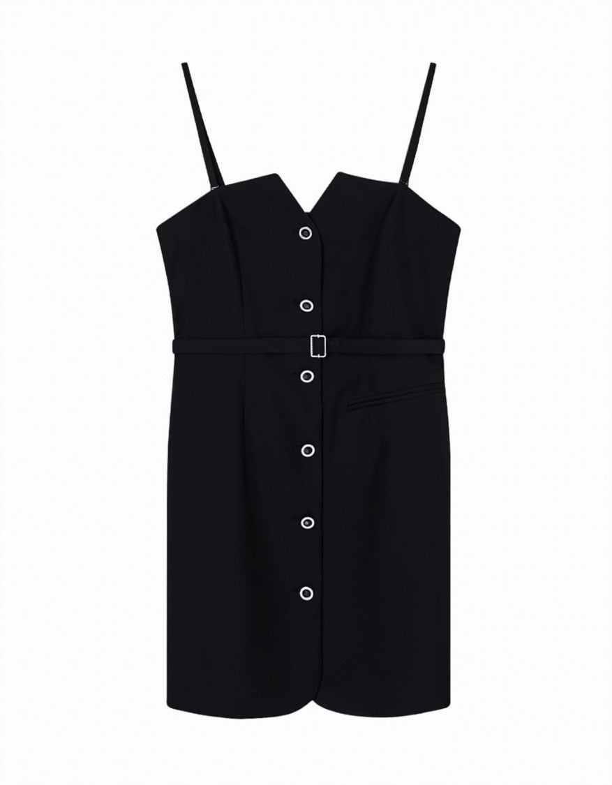 Armani Exchange Fitted V-Neck Button-Front Mini Dress