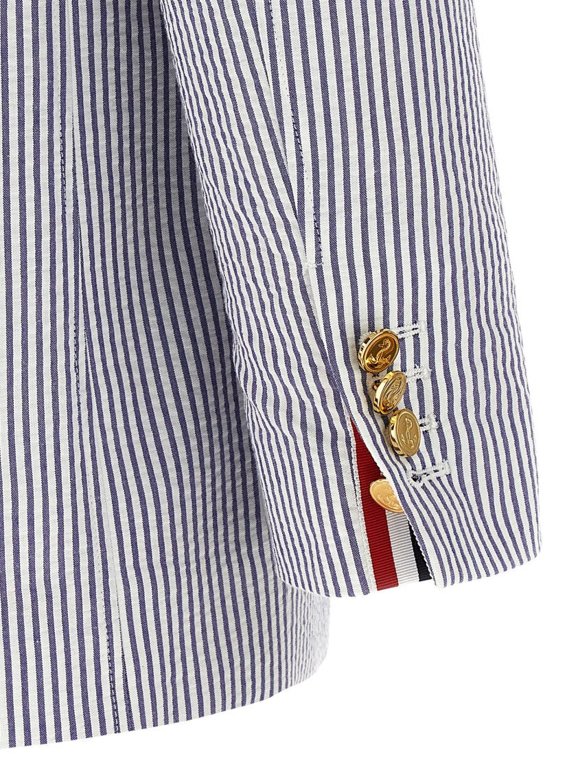 Thom Browne Single-Breasted Striped Cotton Seersucker Blazer