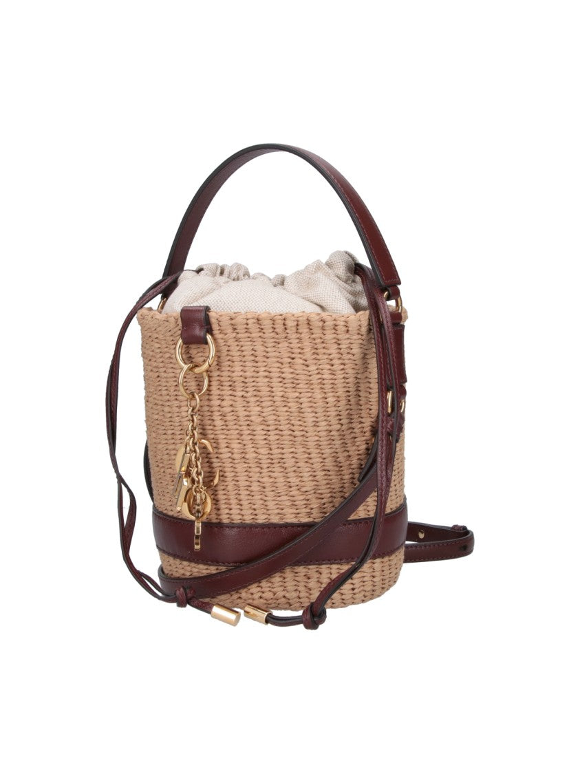 Chloé Brown Charms Woven Raffia Bag