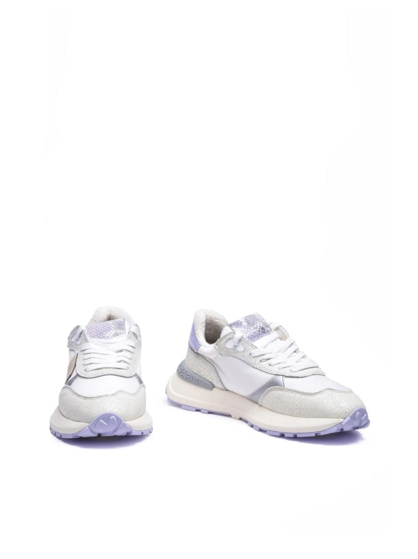 Philippe Model White Leather Lilac Accent Low-Top Sneakers
