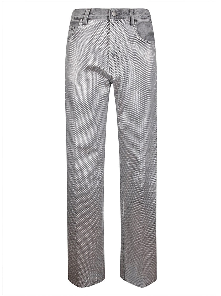 Haikure Wide-Leg Regular Fit Jeans With Silver Plaques And Five Pockets