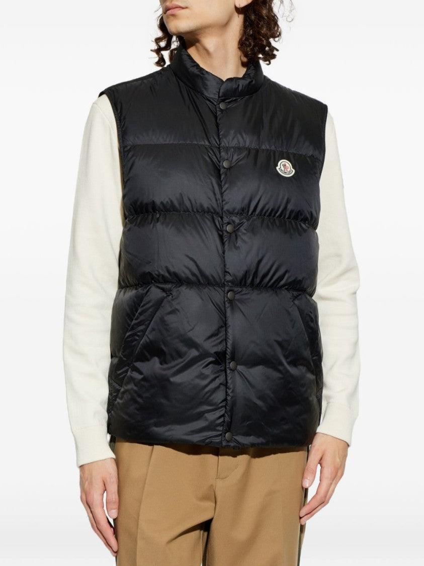 Moncler High Collar Sleeveless Puffer Vest With Quilted Padding