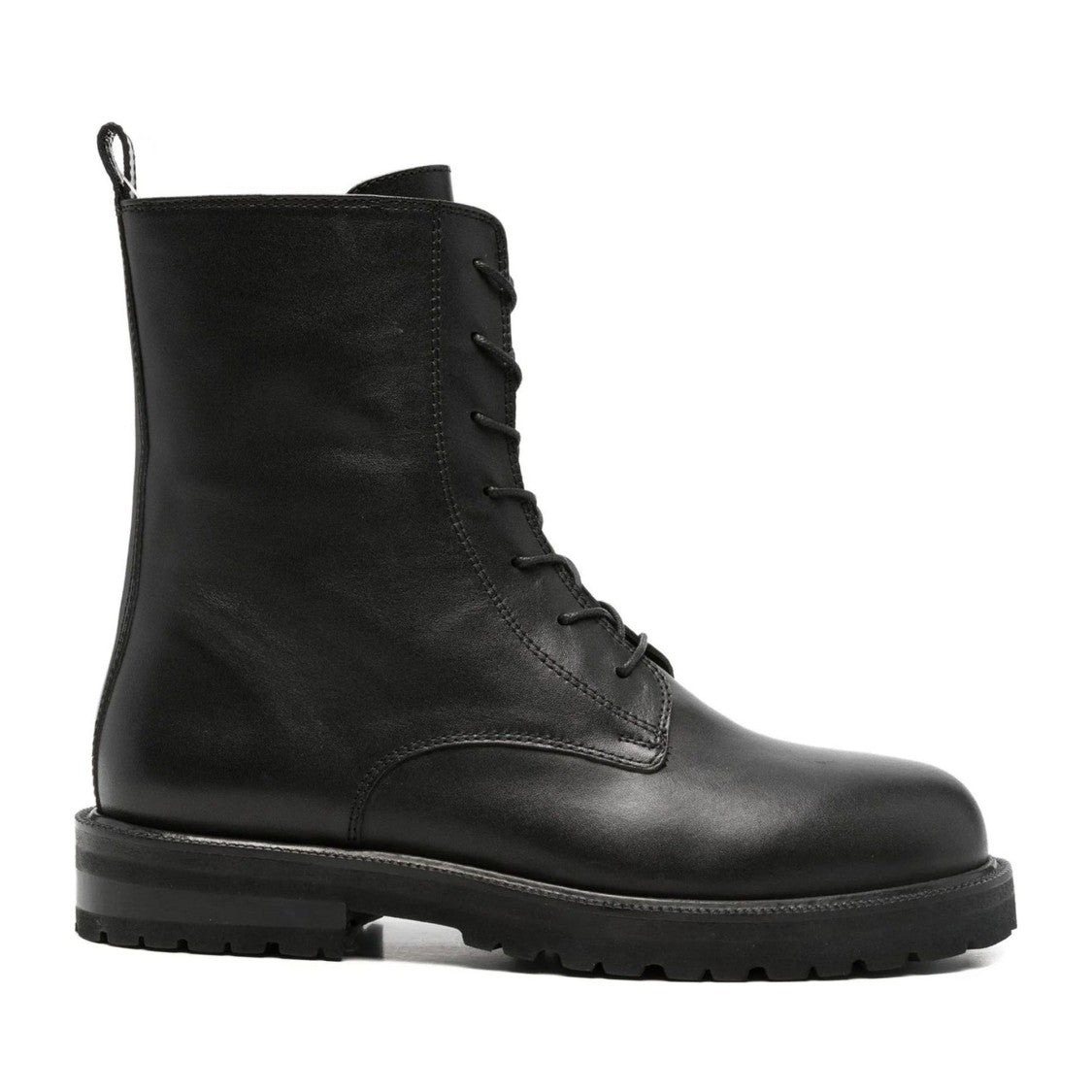 Adrianna Feretti Black Minimalist Lace-Up Leather Boots