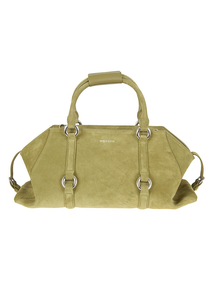 Alexander Mcqueen Elongated Suede Handbag With Adjustable Side Straps