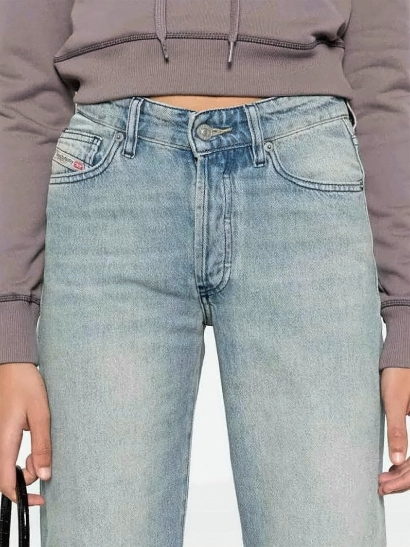 Diesel Light Blue Straight-Leg Cotton Denim Pants