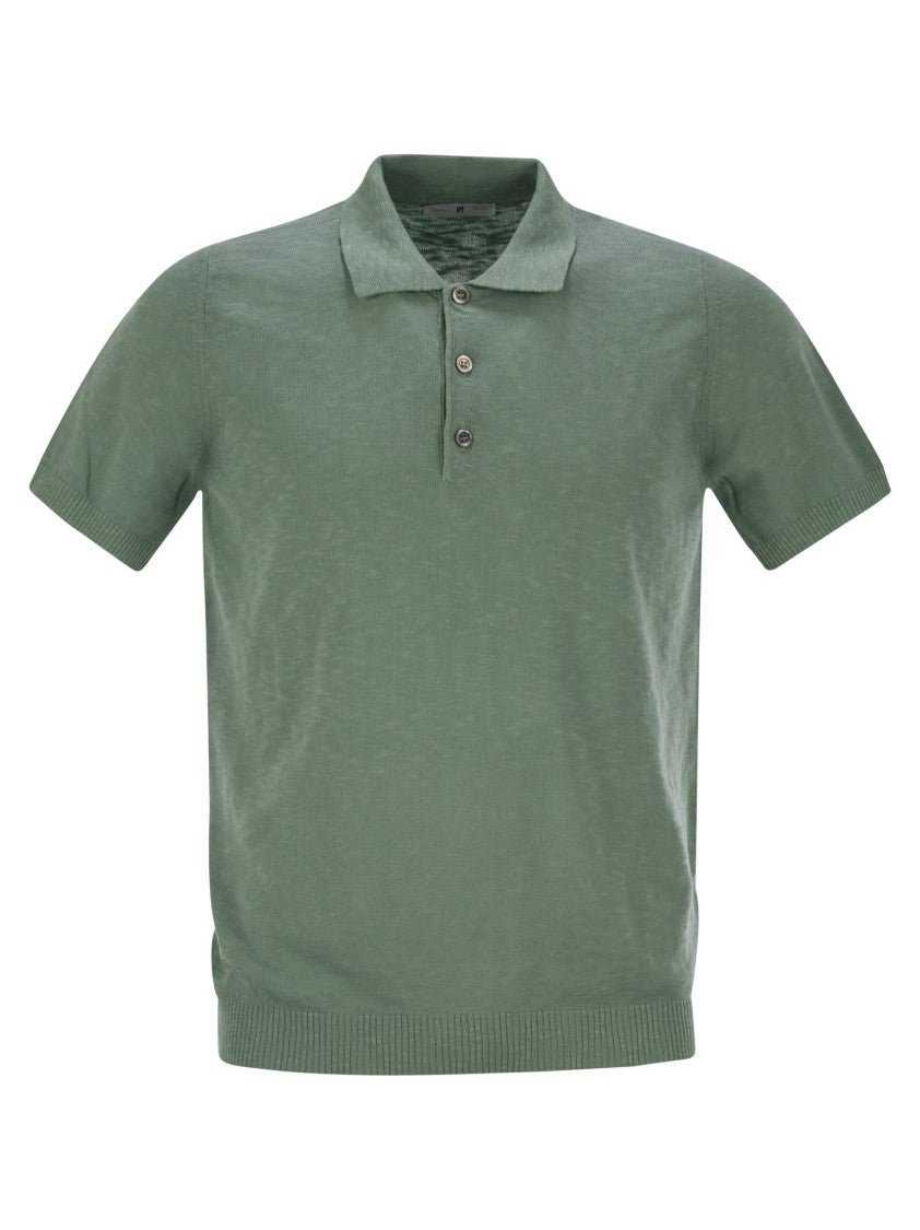 Pt Torino Cotton Polo Shirt With Short Sleeves
