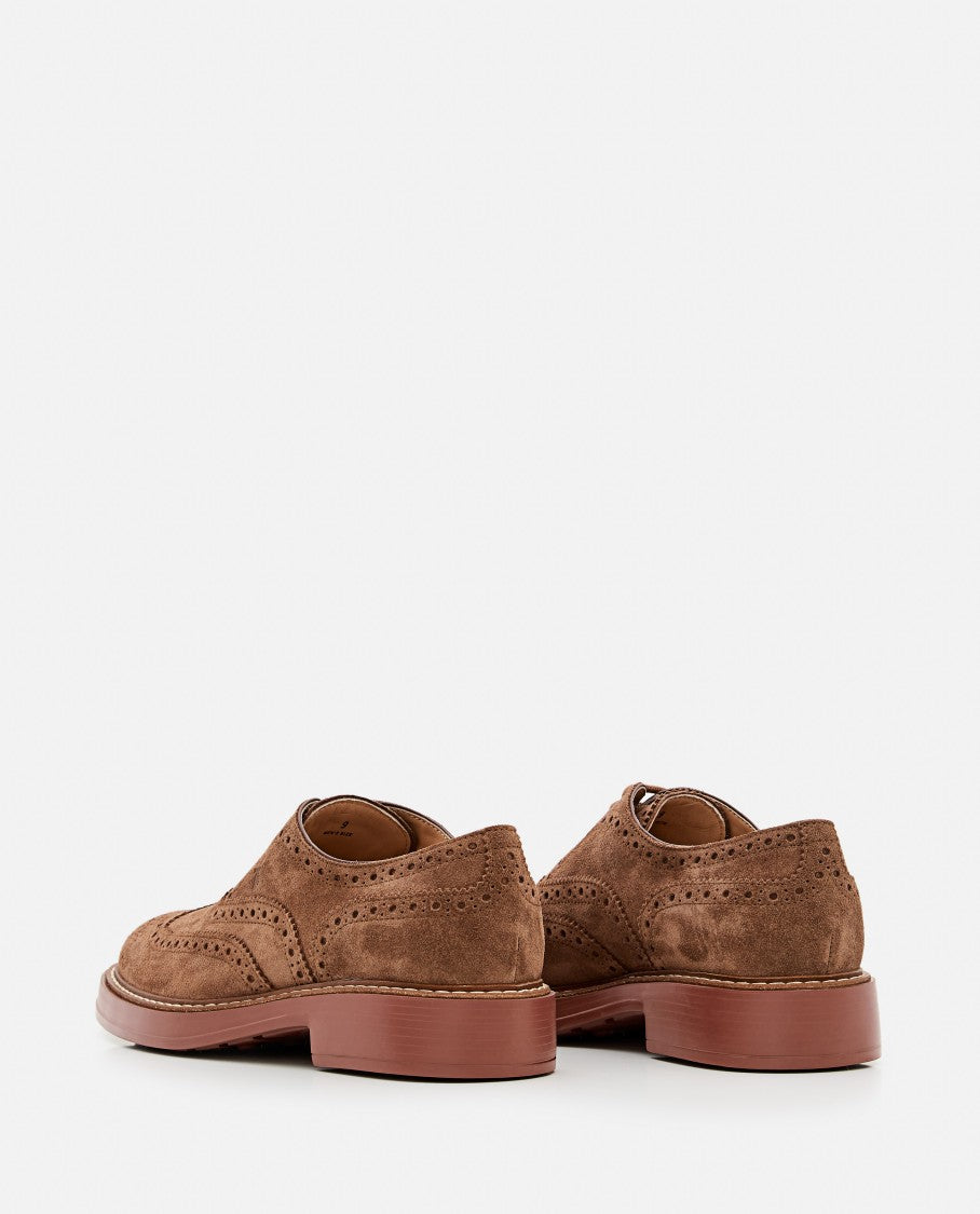 Tod's Beige Suede Lace-Up Shoes