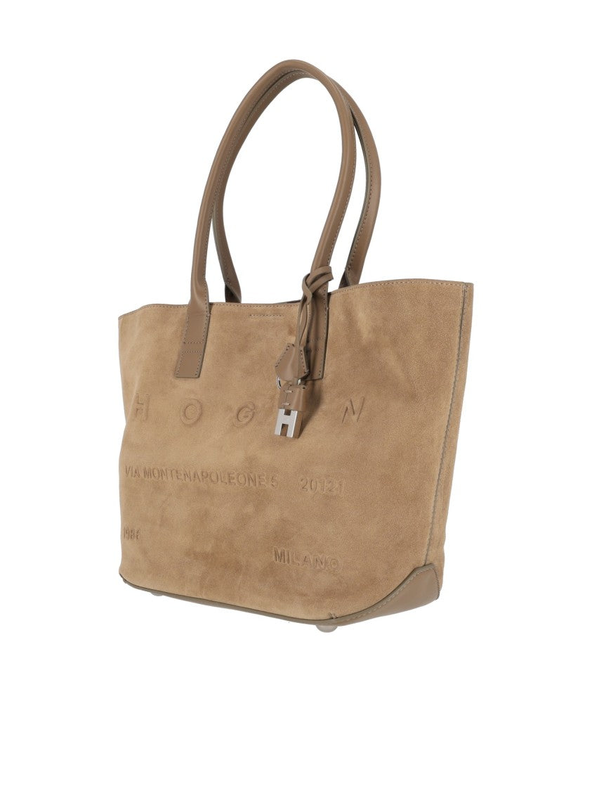 Hogan Medium Address Suede Tote Bag