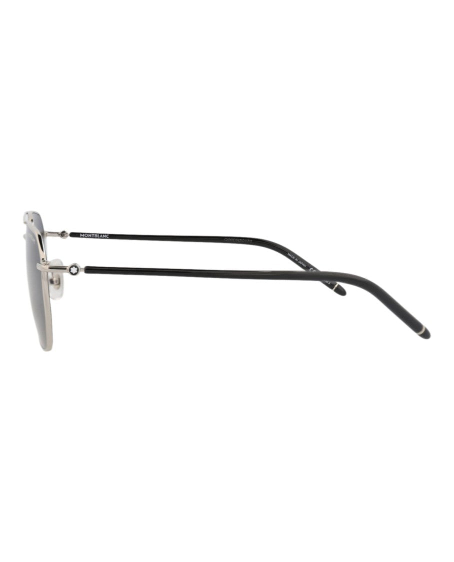 Montblanc Aviator-Frame Metal Sunglasses With Silver Finish