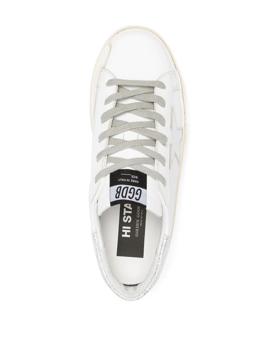Golden Goose Hi Star Leather Upper Laminated Leather Sneakers