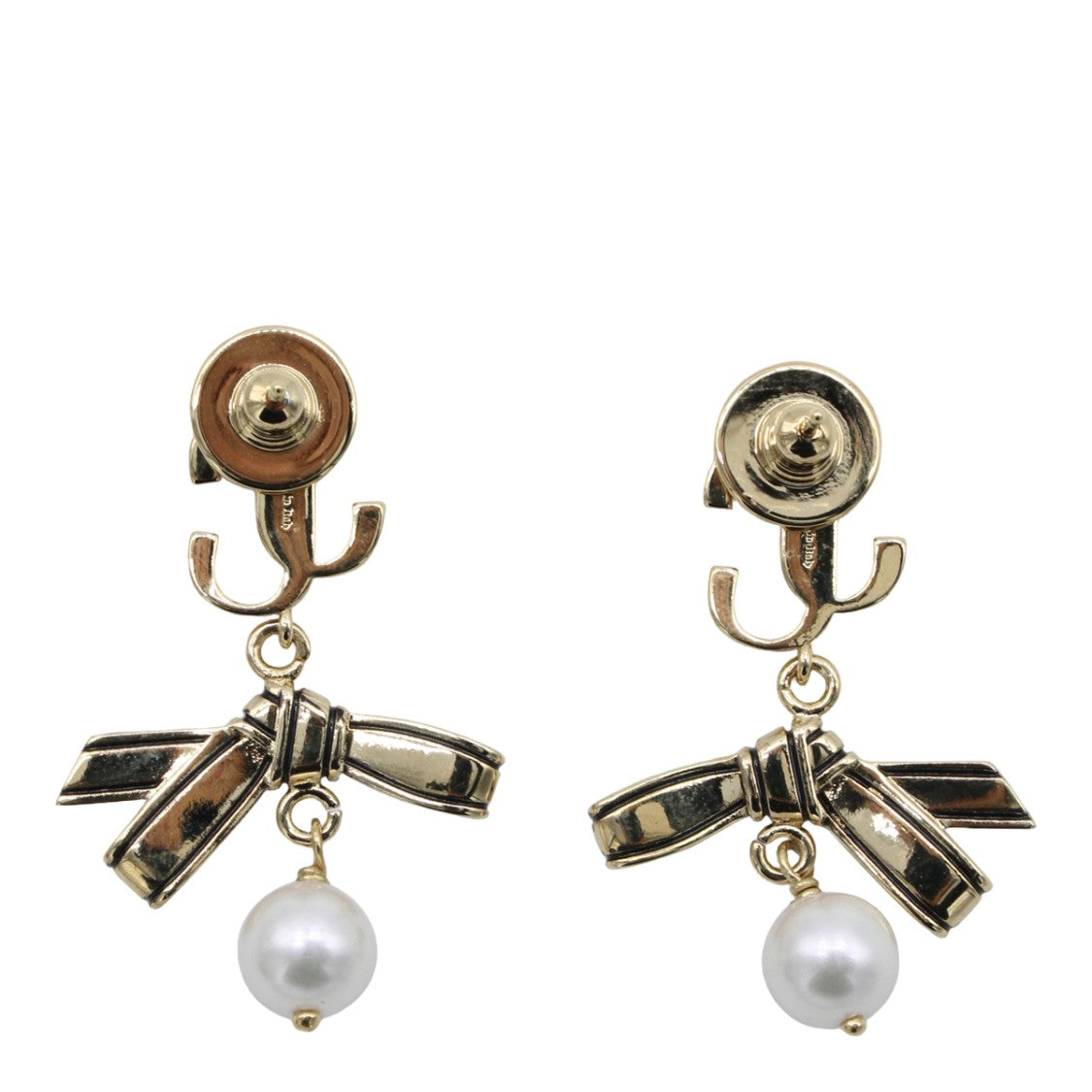Jimmy Choo Bow-Shaped Gold-Tone Earrings With Dazzling Pearls