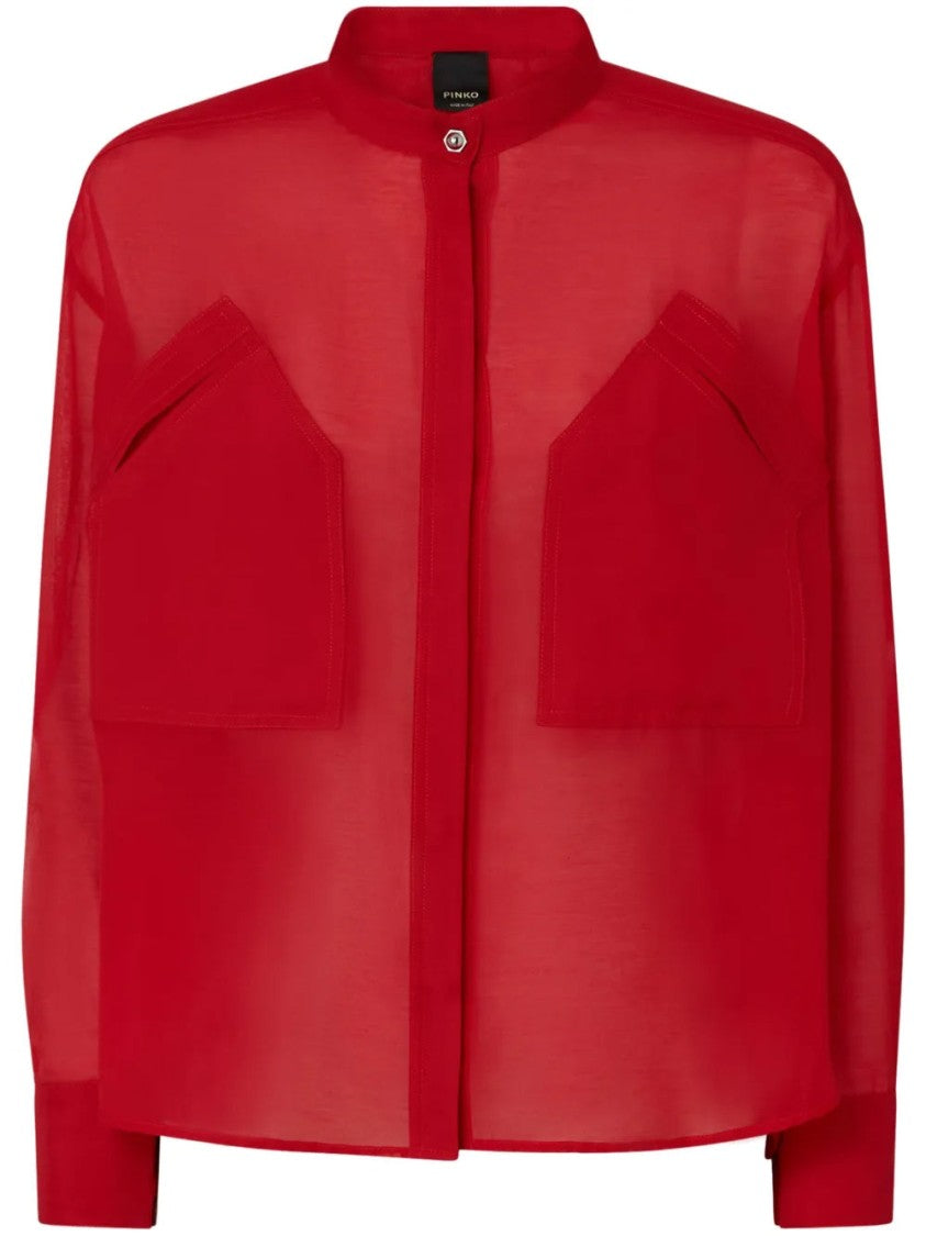 Pinko Sheer Red Long Sleeve Shirt