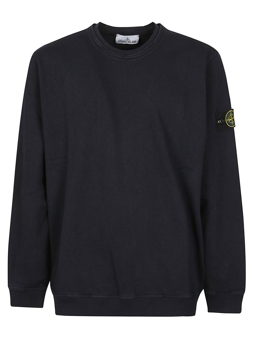 Stone Island Black Logo Patch Cotton Sweatshirt