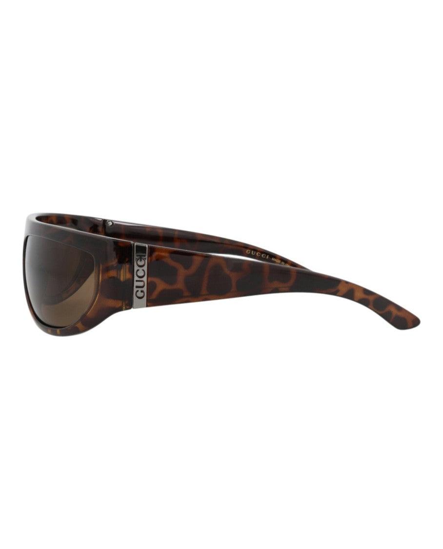 Gucci Shield-Frame Injection Sunglasses With Tortoiseshell Pattern