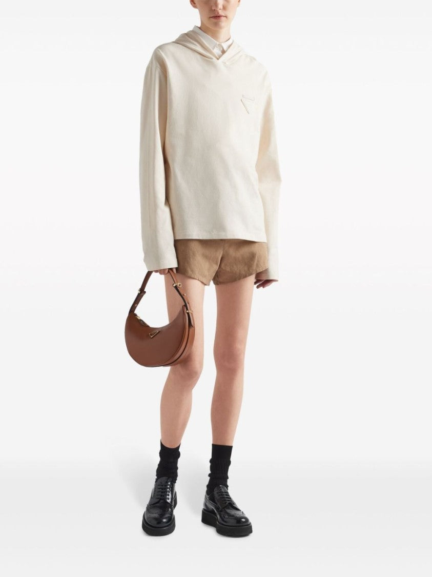 Prada Organic Cotton Hoodie With Boat Neck