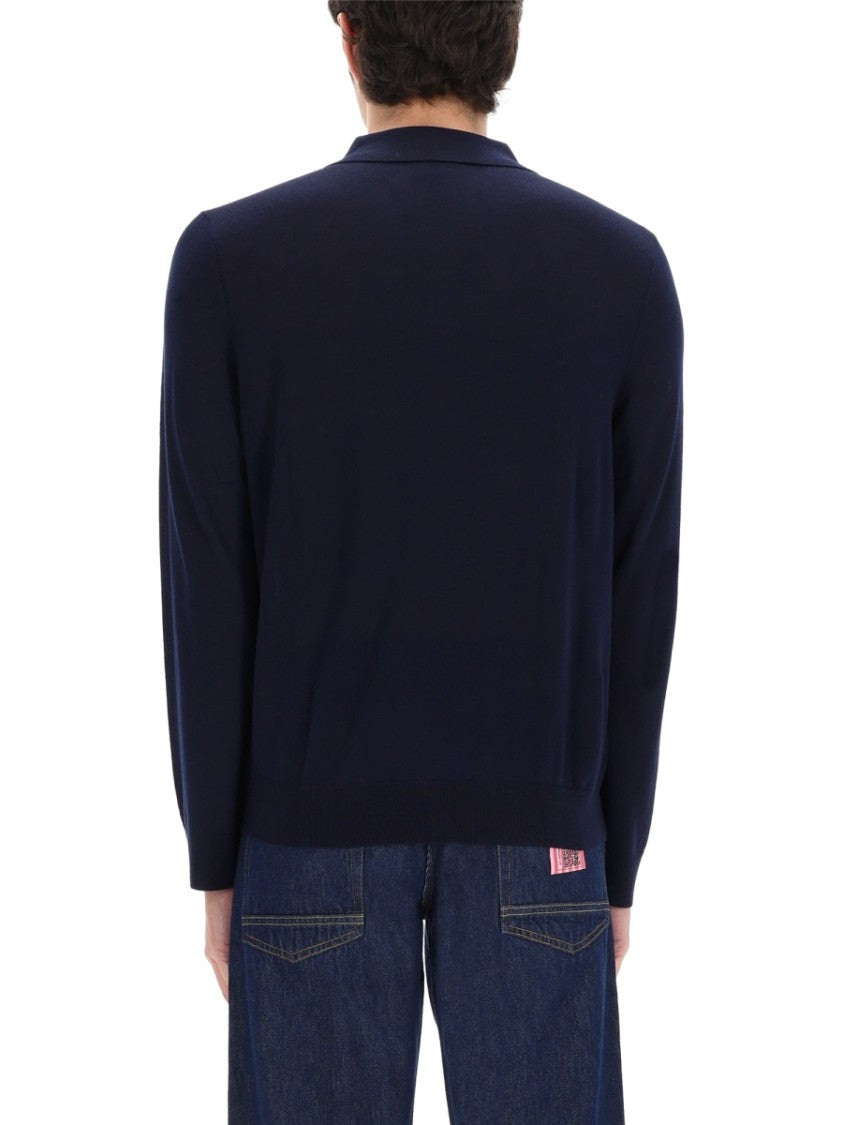 Paul Smith Neutrals Long-Sleeve Fine Merino Wool Polo Shirt