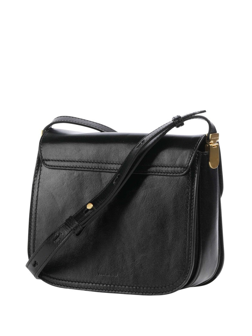 The Bridge Rectangular Black Shoulder Bag With Gold-Tone Turn Lock And Adjustable Strap