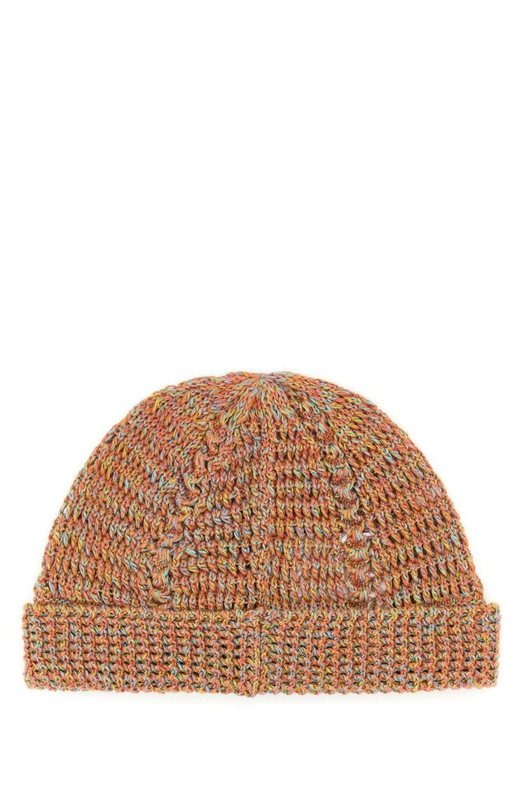 Valentino Garavani Multicolor Linen Blend Knitted Vlogo Signature Beanie Hat