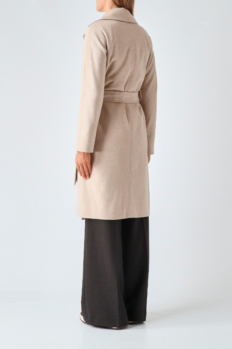 Max Mara Beige Mstbombo Belted Wrap Cashmere Coat