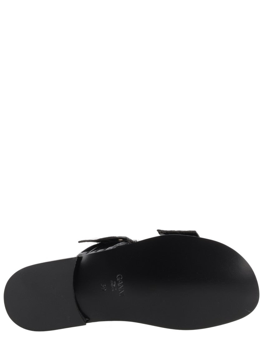 Ganni Glossy Finish Edgy Hardware Sandals