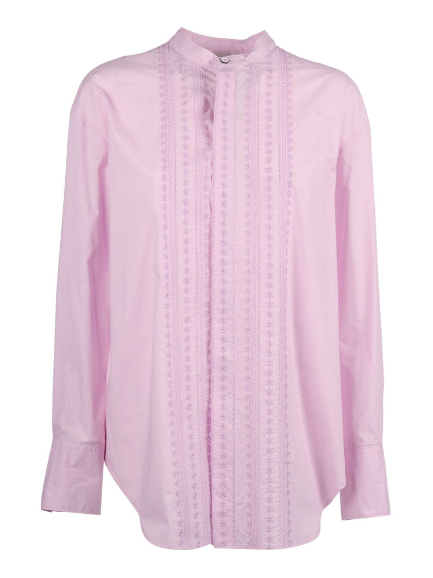 Forte Forte Light Pink Poplin Floral Casual Shirt