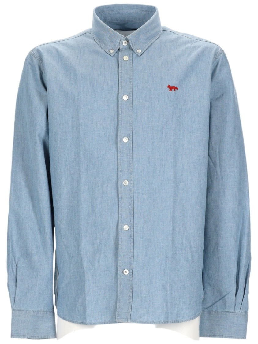 Maison Kitsuné Profile Fox Light Blue Casual Shirt