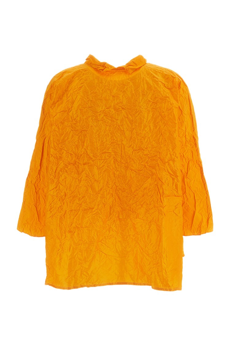 Daniela Gregis Orange Crinkled Washed Silk Shirt