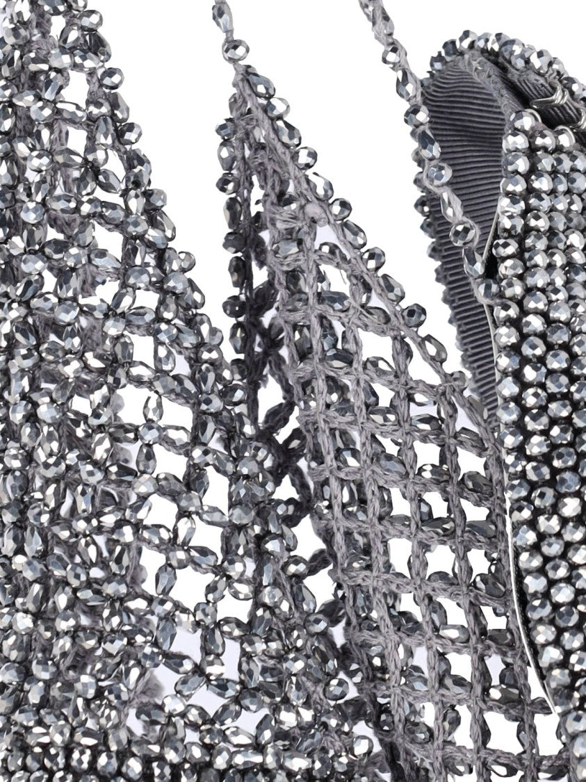 Golden Goose Beaded Top In Grey Mesh, Bralette Design