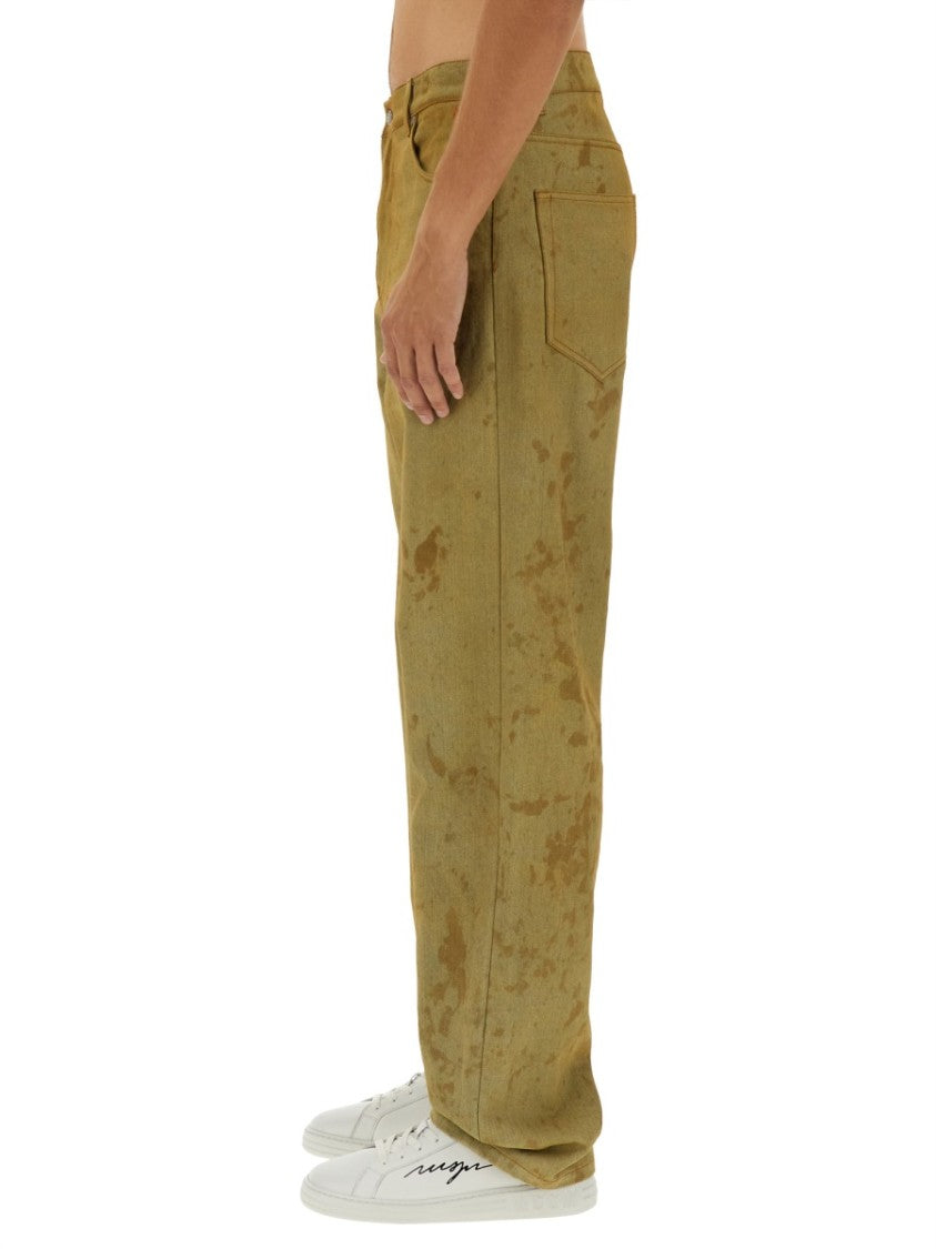 Msgm Denim Pants With Unique Splatter Detailing