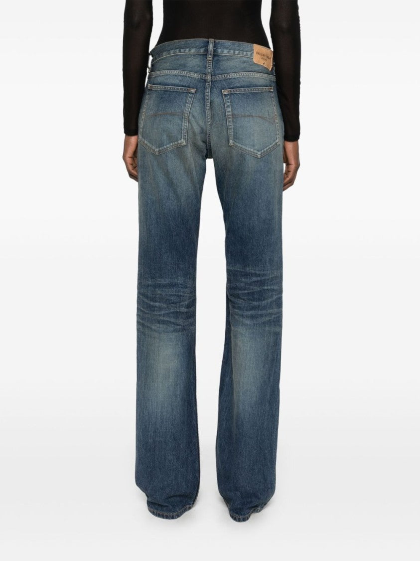 Balenciaga Low-Waist Blue Cotton Twill Straight Jeans
