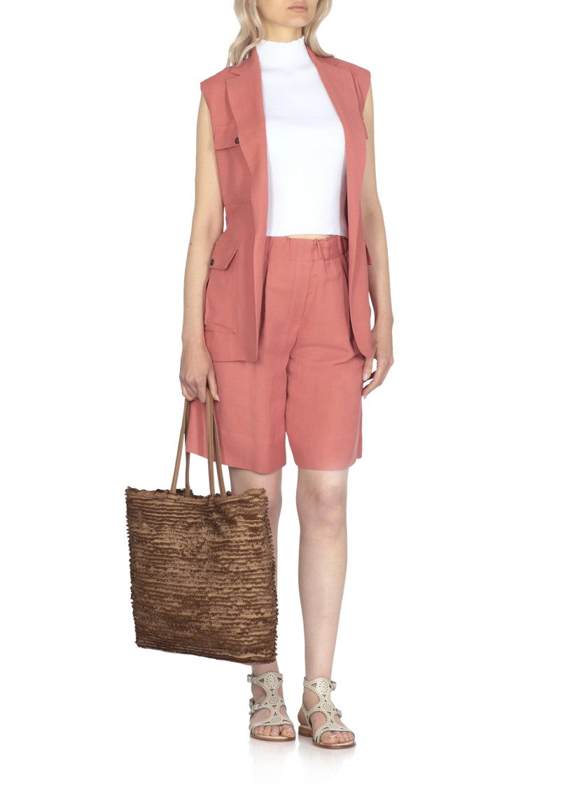 Antonelli High Neck Sleeveless Ribbed Cotton Top