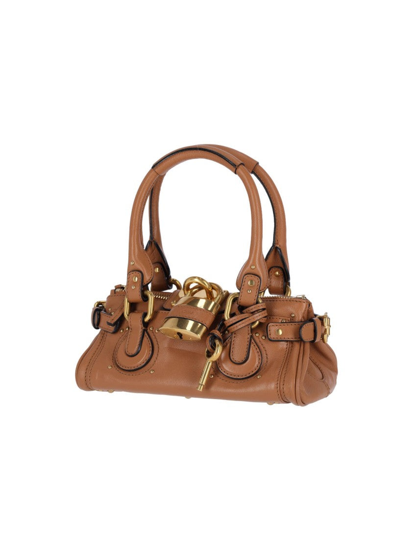 Chloé Structured Brown Hammered Buffalo Leather Shoulder Bag