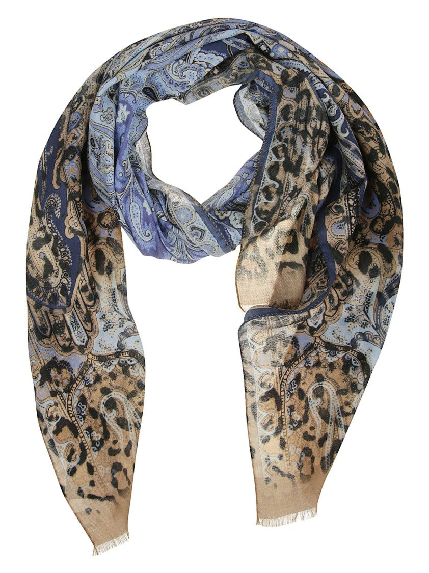 Etro Animalier Gradient Wool-Silk Scarf