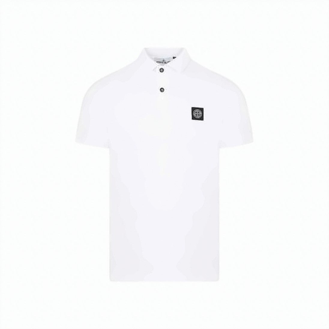 Stone Island White Polo Shirt With Traditional Collar