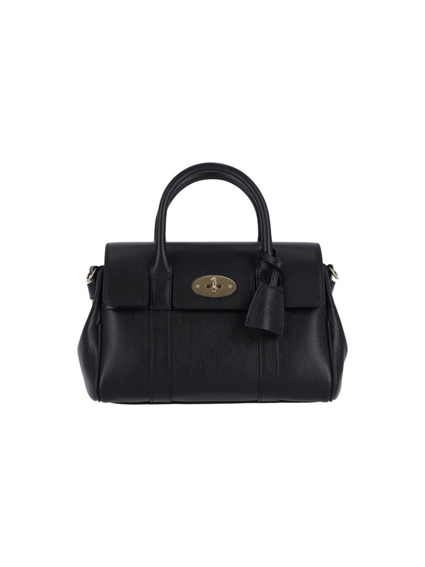 Mulberry Black Bayswater Satchel Hammered Leather Shoulder Bag